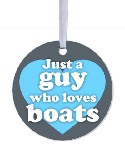 just a guy who loves boats heart casual blue stickers, magnet