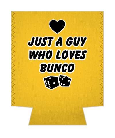 just a guy who loves bunco heart dice orange gold stickers, magnet