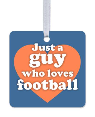 just a guy who loves football casual orange heart stickers, magnet