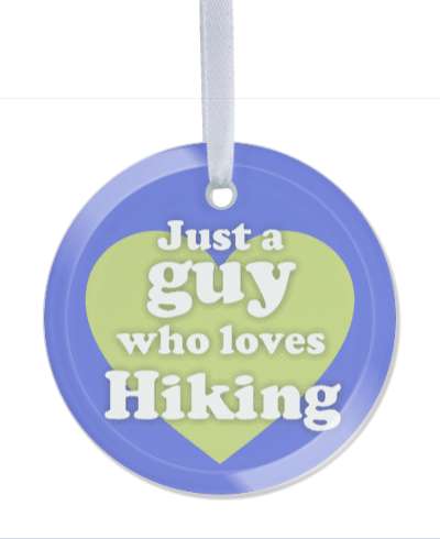 just a guy who loves hiking pale green heart casual stickers, magnet