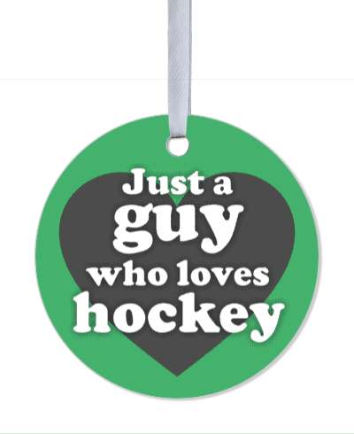 just a guy who loves hockey green heart casual stickers, magnet