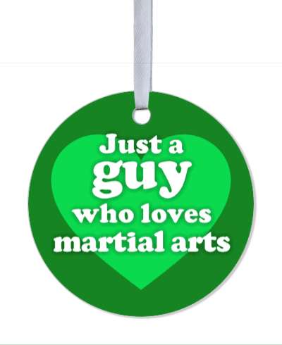 just a guy who loves martial arts big heart green stickers, magnet