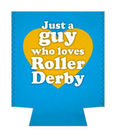 just a guy who loves roller derby heart blue orange stickers, magnet