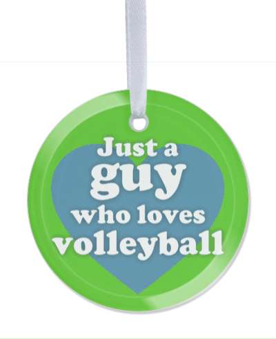 just a guy who loves volleyball big heart blue stickers, magnet