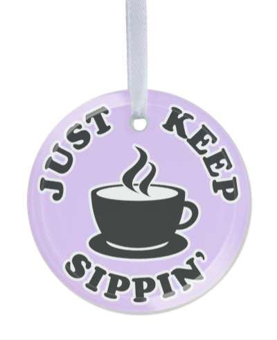 just keep sipping coffee cup silhouette stickers, magnet