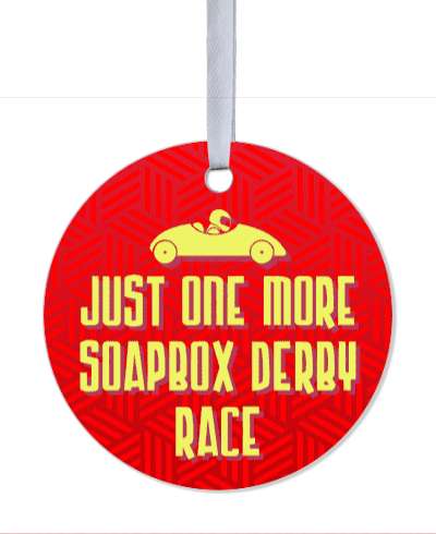 just one more soapbox derby race red pattern stickers, magnet