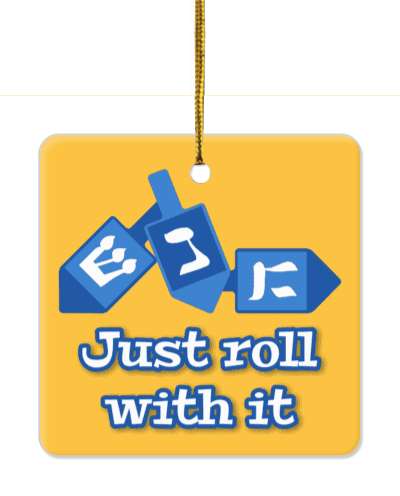 just roll with it dreidels pun hebrew stickers, magnet