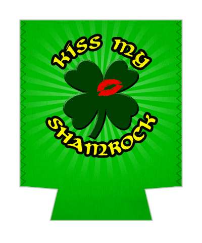 kiss my shamrock green rays four leaf lipstick kiss stickers, magnet