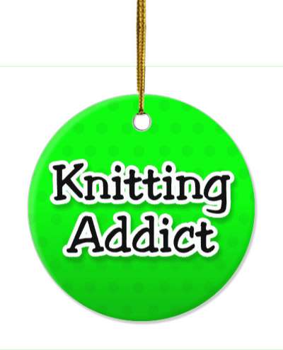 kniting addict polka dots green stickers, magnet