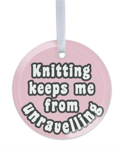 knitting keeps me from unravelling pink white stickers, magnet