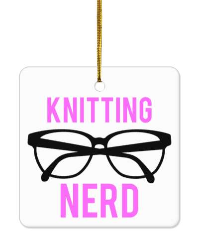 knitting nerd glasses pink white stickers, magnet
