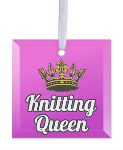 knitting queen crown purple gradient stickers, magnet
