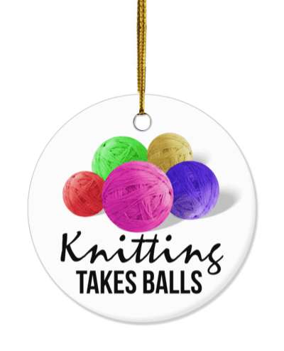 knitting takes balls yarn wordplay funny stickers, magnet