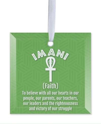 kwanzaa imani faith to believe with all our hearts in our people symbol green stickers, magnet