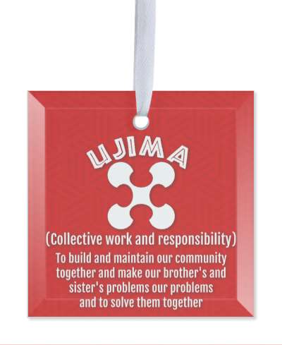 kwanzaa ujima collective work and responsibility to build and maintain our community symbol red stickers, magnet