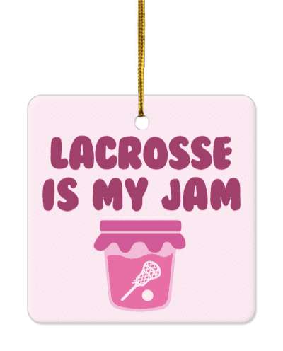 lacrosse is my jam jar with stick ball sports wordplay stickers, magnet