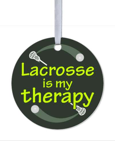 lacrosse is my therapy circle stick and ball green stickers, magnet