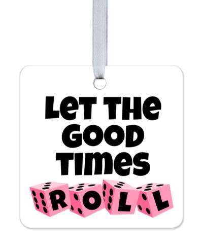 let the good times roll pink dice bunco stickers, magnet