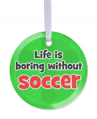life is boring without soccer green pattern soccerball stickers, magnet