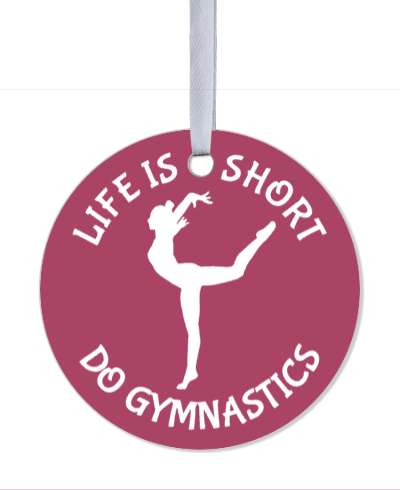 life is short do gymnastics white red stickers, magnet