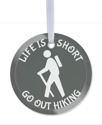 life is short go out hiking hiker silhouette symbol white black stickers, magnet