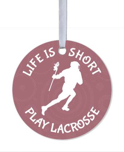 life is short play lacrosse silhouette sports player stickers, magnet
