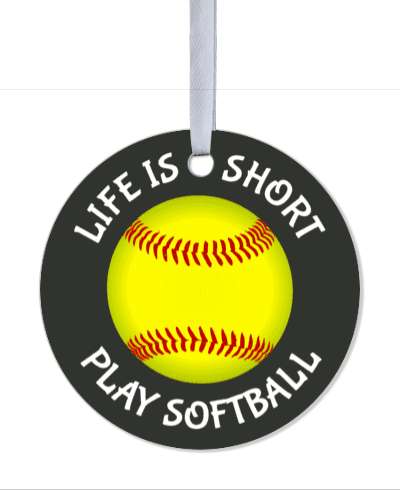 life is short play softball grey white stickers, magnet