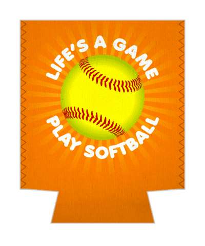 lifes a game play softball orange rays stickers, magnet