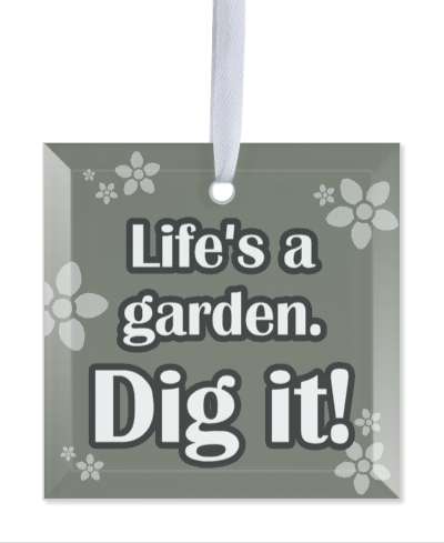 lifes a garden dig it word play fun floral symbol stickers, magnet