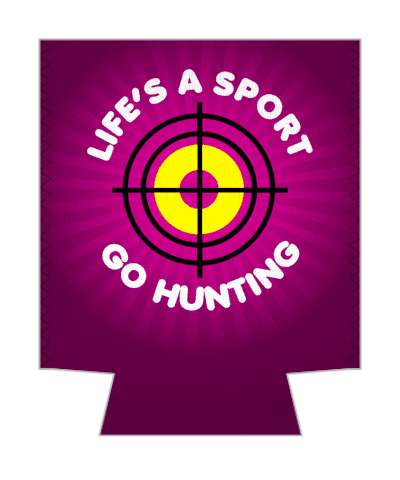 lifes a sport go hunting purple rays crosshair stickers, magnet