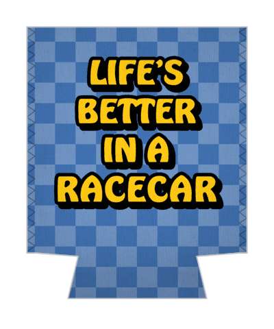 lifes better in a racecar checkered stickers, magnet
