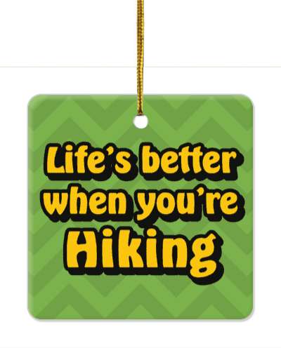 lifes better when youre hiking chevron orange green stickers, magnet