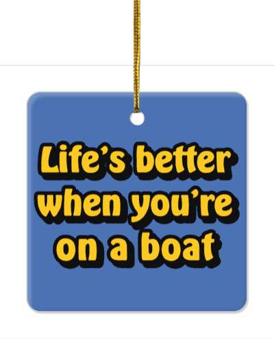 lifes better when youre on a boat blue orange stickers, magnet