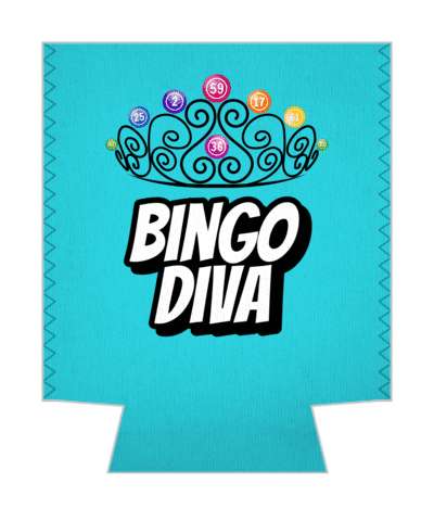 light blue bingo diva tiara with bingo balls stickers, magnet