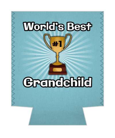 light blue worlds best grand child trophy number one stickers, magnet
