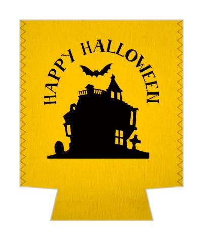 light orange happy halloween haunted house bat stickers, magnet
