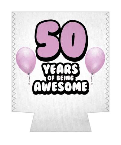 lilac balloons 50 years of being awesome 50th birthday stickers, magnet
