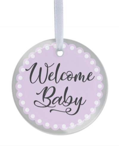 lilac welcome baby circle border stickers, magnet