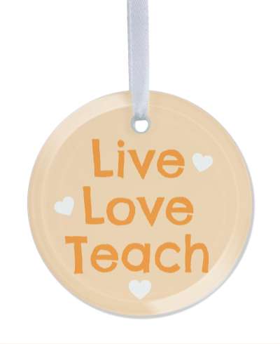 live love teach pale orange white hearts stickers, magnet
