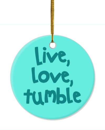 live love tumble gymnastics teal stickers, magnet