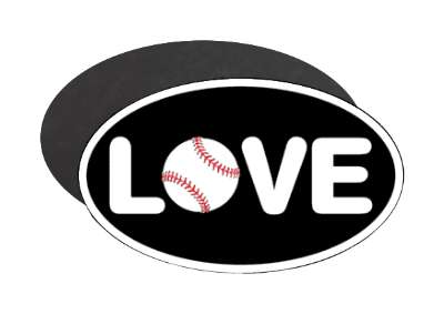 love baseball ball black white fanatic stickers, magnet