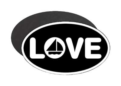 love boat silhouette white black stickers, magnet