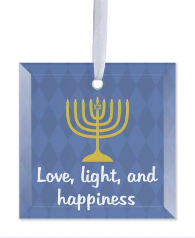 love light and happiness menorah diamond pattern blue stickers, magnet