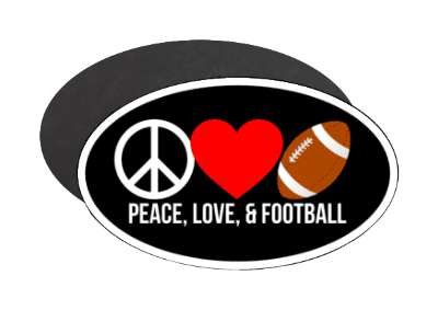 love peace and football symbol heart black red brown white stickers, magnet