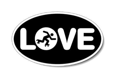 love roller derby skater black white stickers, magnet