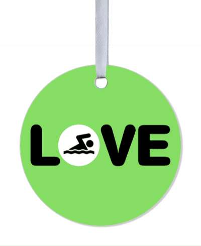love swimming symbol light green stickers, magnet