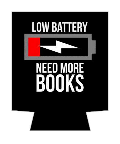 low battery need more books black white red stickers, magnet