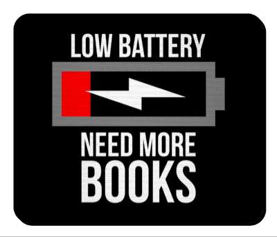 low battery need more books library humor stickers, magnet