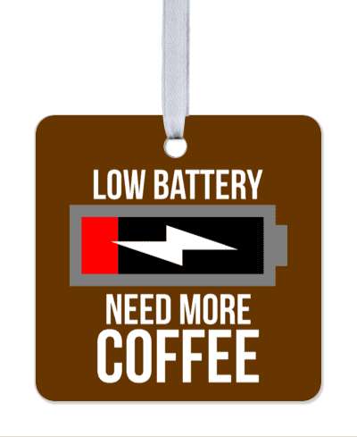 low battery need more coffee brown white progress bar stickers, magnet