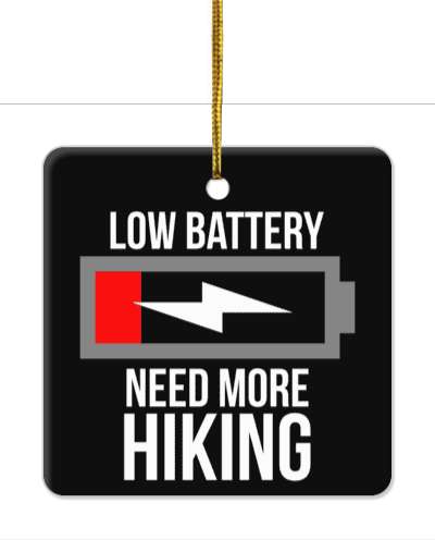 low battery need more hiking black white recharge stickers, magnet
